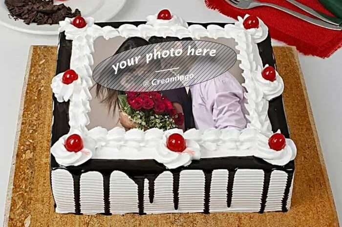 Black Forest Square Photo Cake (Starts at 500g)