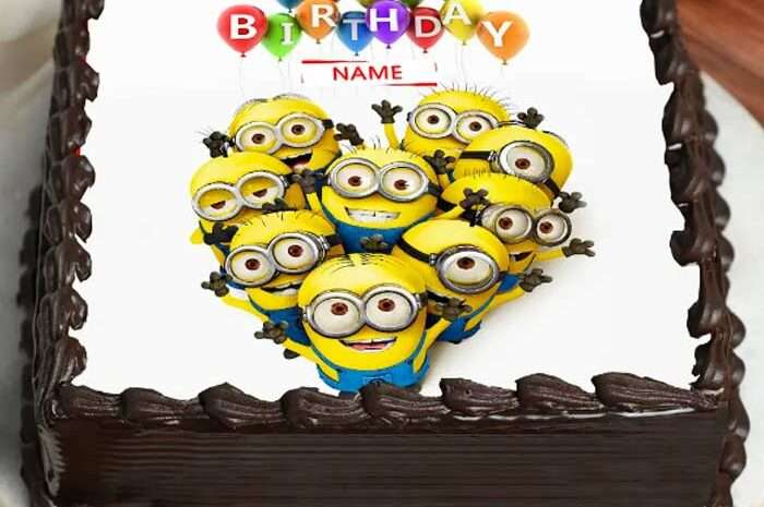 Minion Bday Poster Cake, Chocolate (min wt 1Kg)